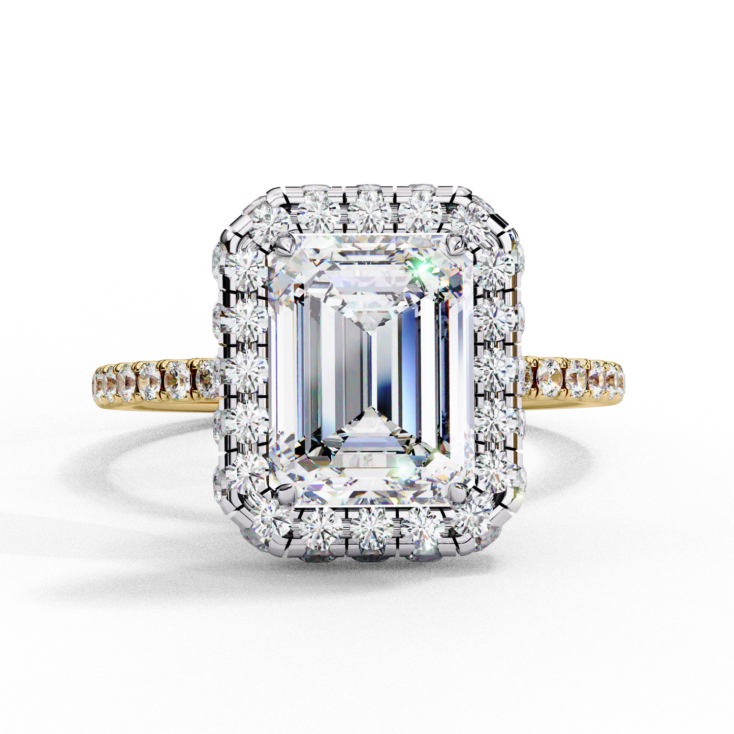 Emerald Cut Halo Solitaire Ring