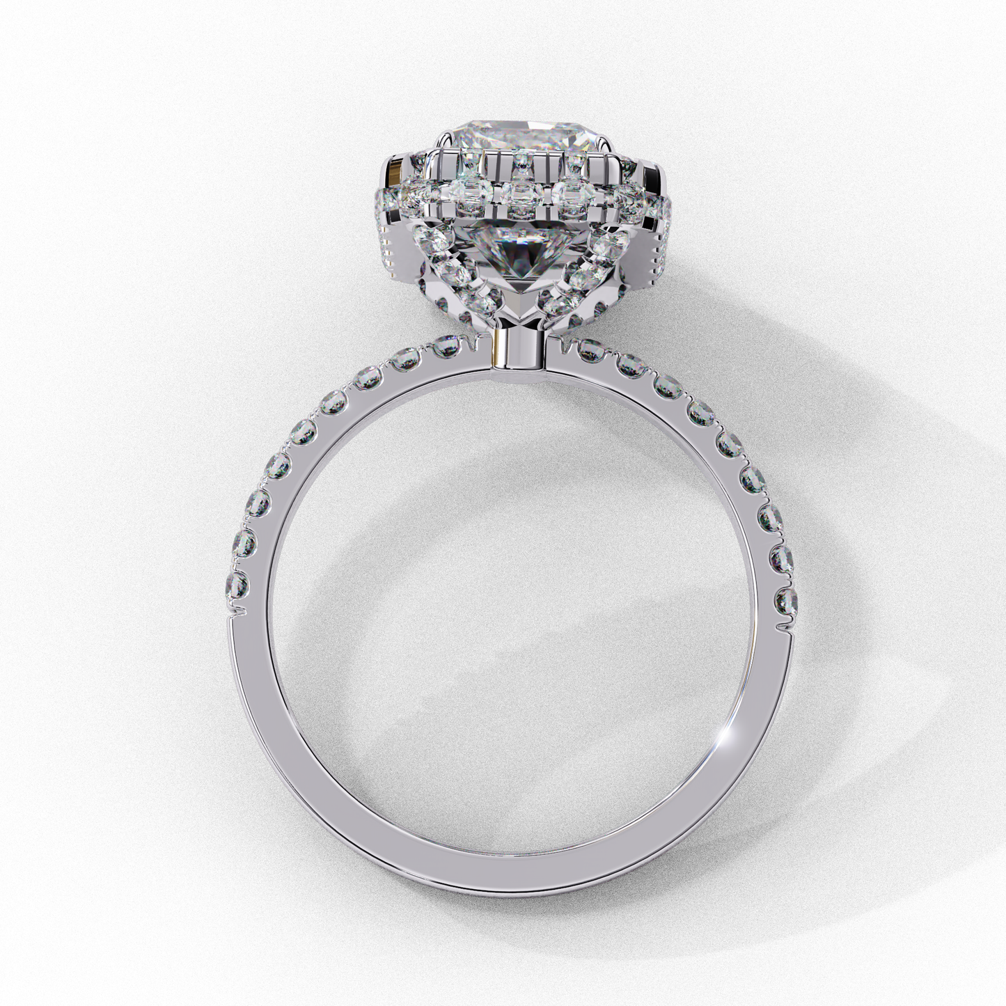 Emerald Cut Halo Solitaire Ring