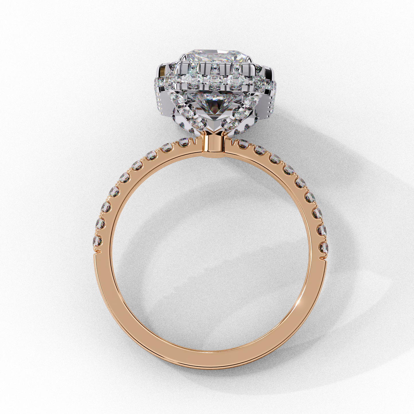 Emerald Cut Halo Solitaire Ring