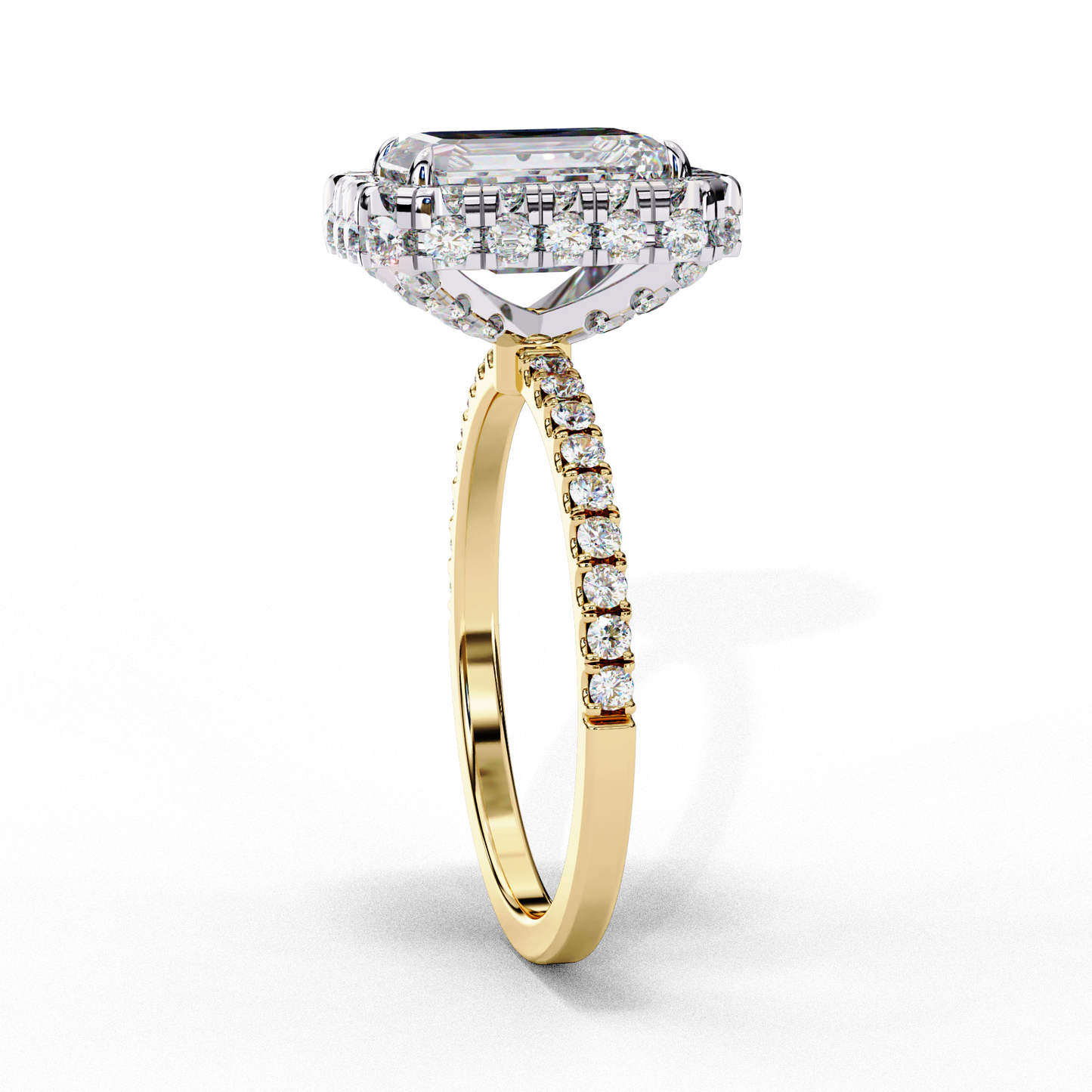 Emerald Cut Halo Solitaire Ring