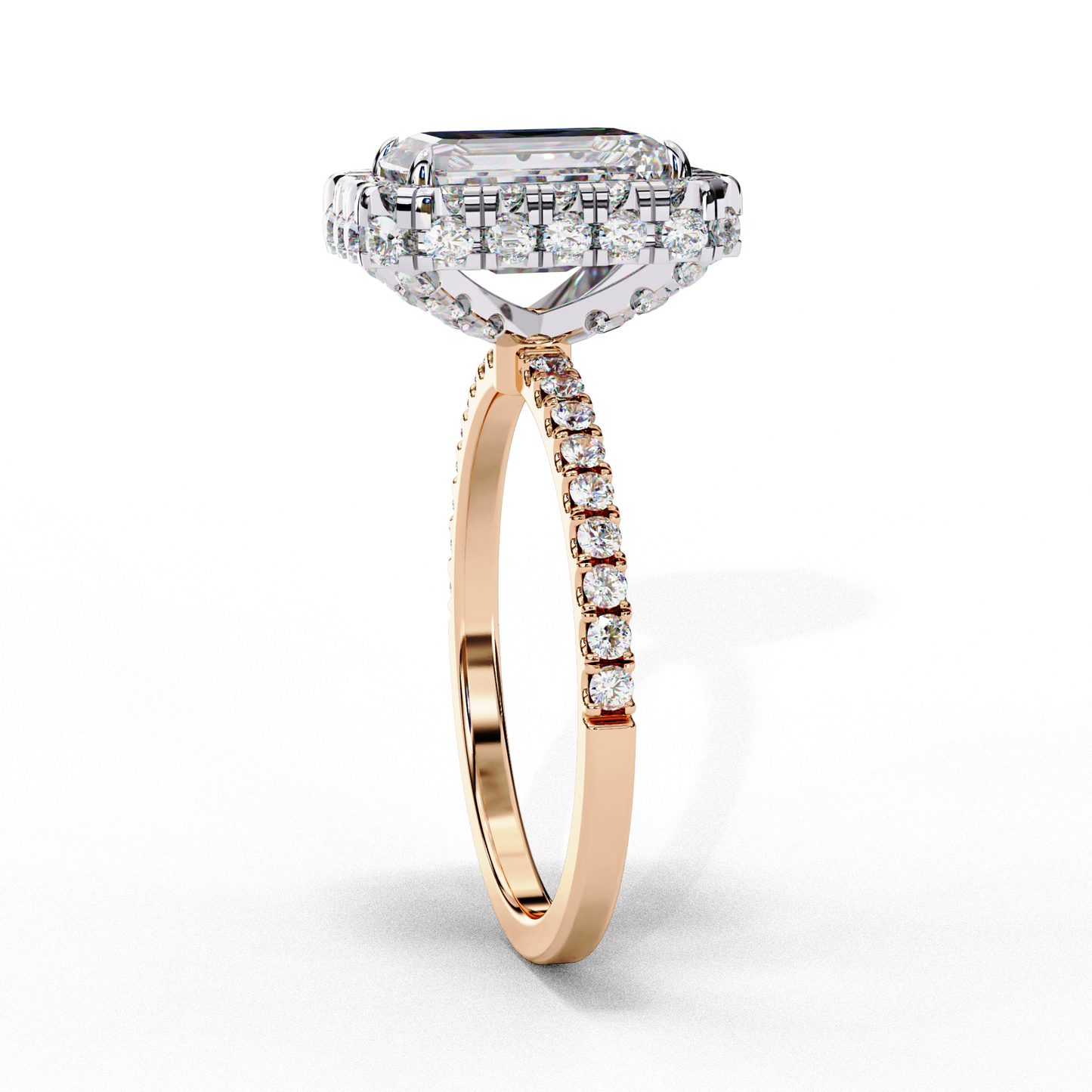 Emerald Cut Halo Solitaire Ring