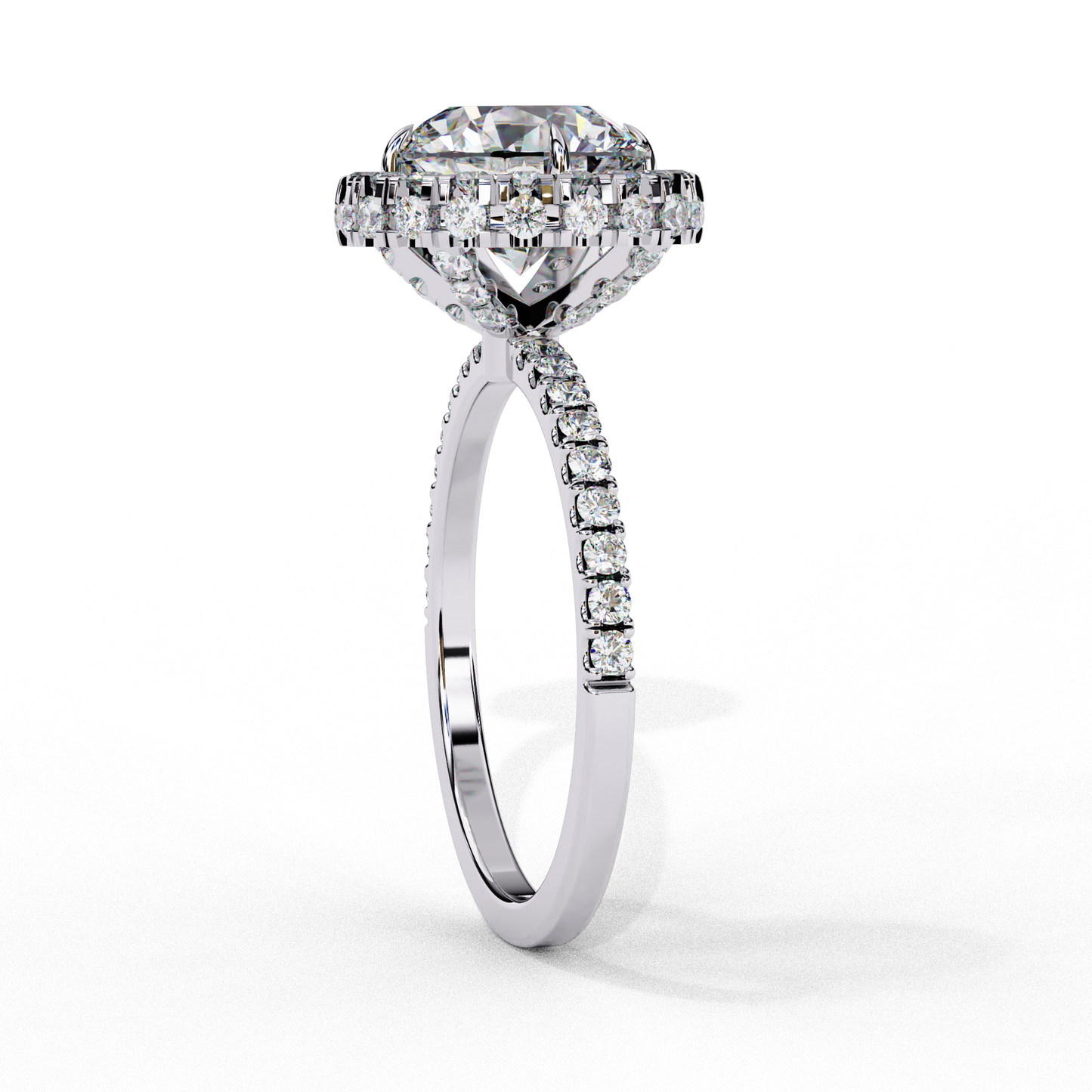 Round Halo Solitaire Ring