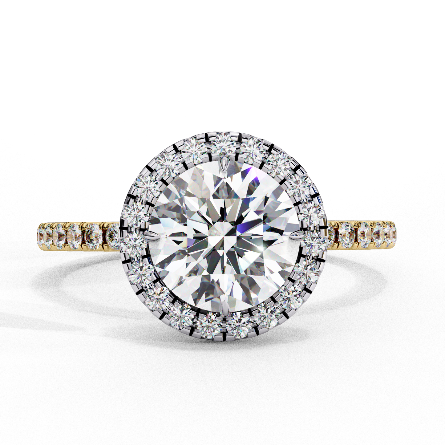 Round Halo Solitaire Ring