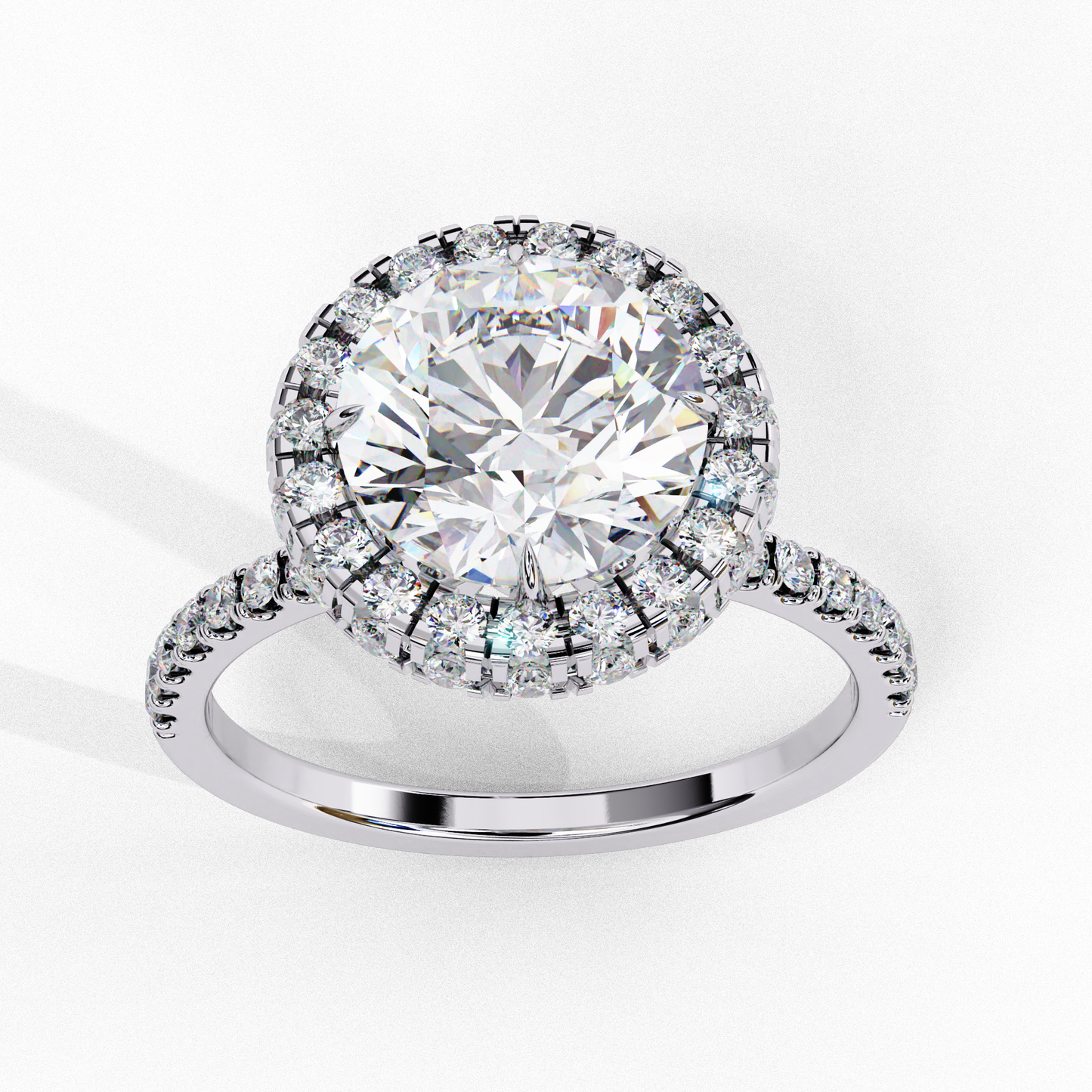 Round Halo Solitaire Ring