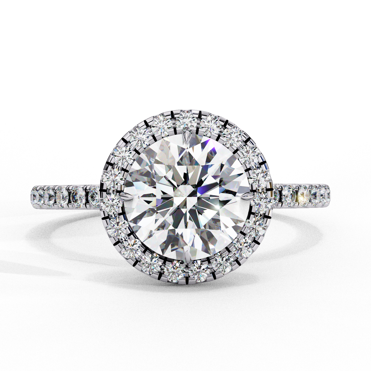 Round Halo Solitaire Ring