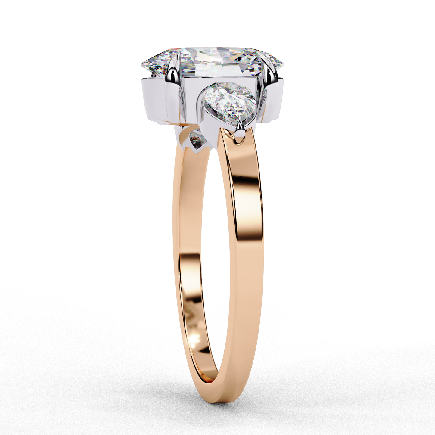 Bold Oval Three Stone Solitaire Ring