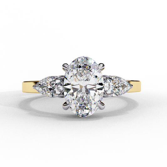 Bold Oval Three Stone Solitaire Ring