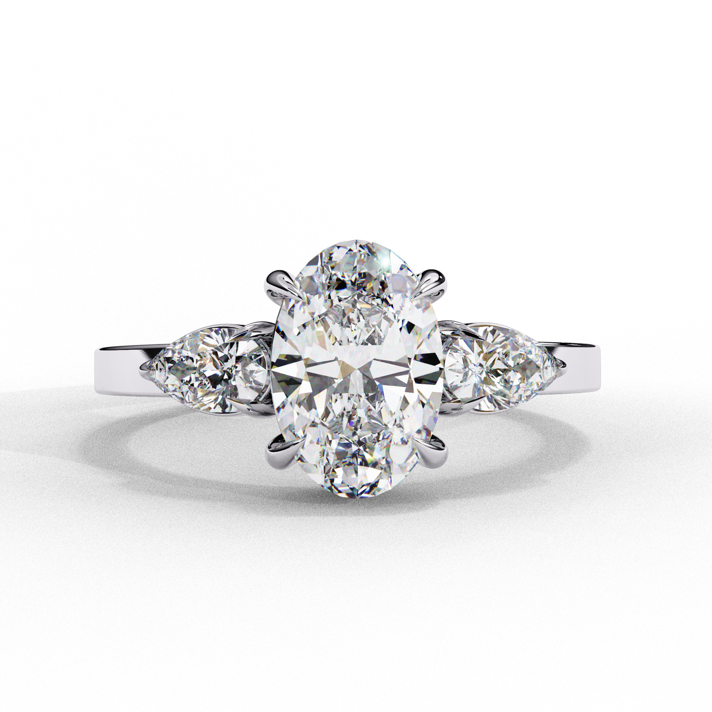 Bold Oval Three Stone Solitaire Ring