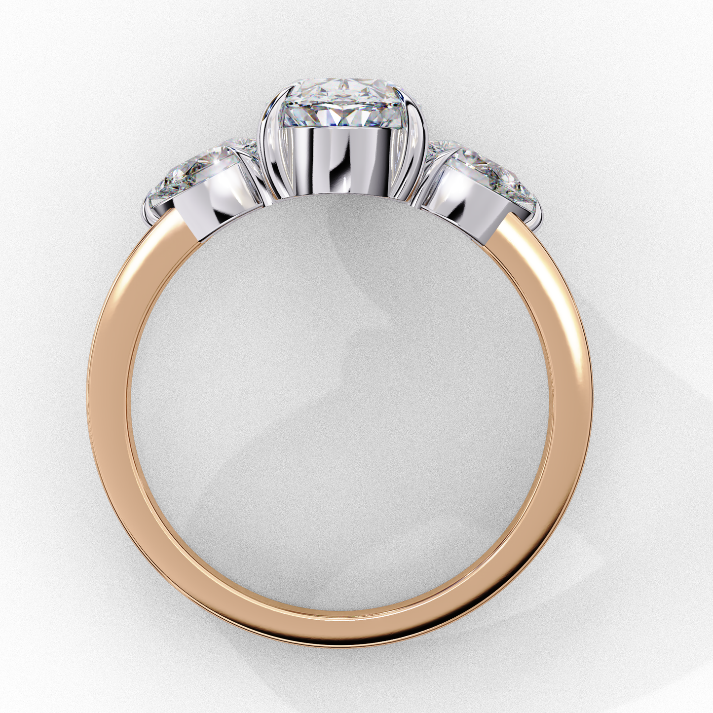 Bold Oval Three Stone Solitaire Ring