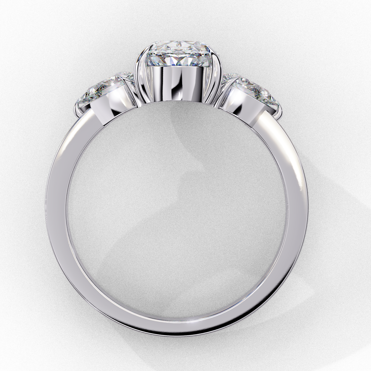 Bold Oval Three Stone Solitaire Ring