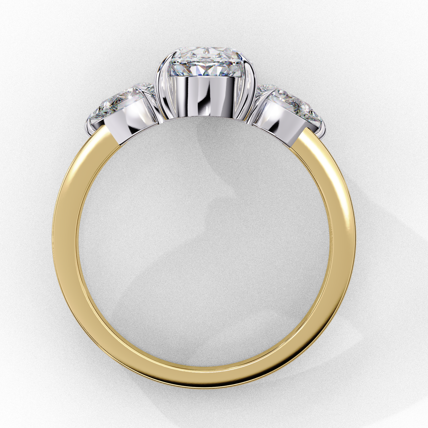 Bold Oval Three Stone Solitaire Ring