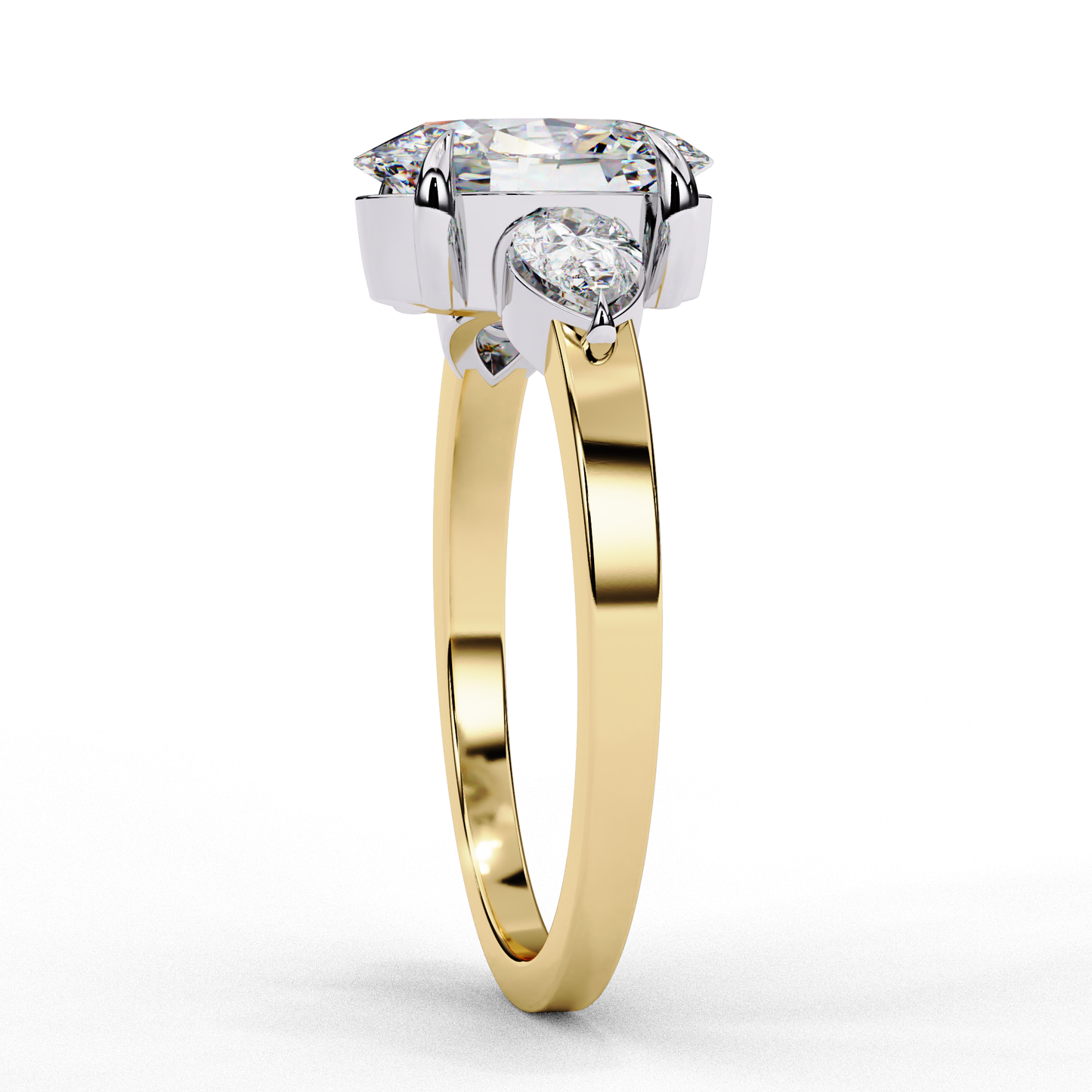 Bold Oval Three Stone Solitaire Ring