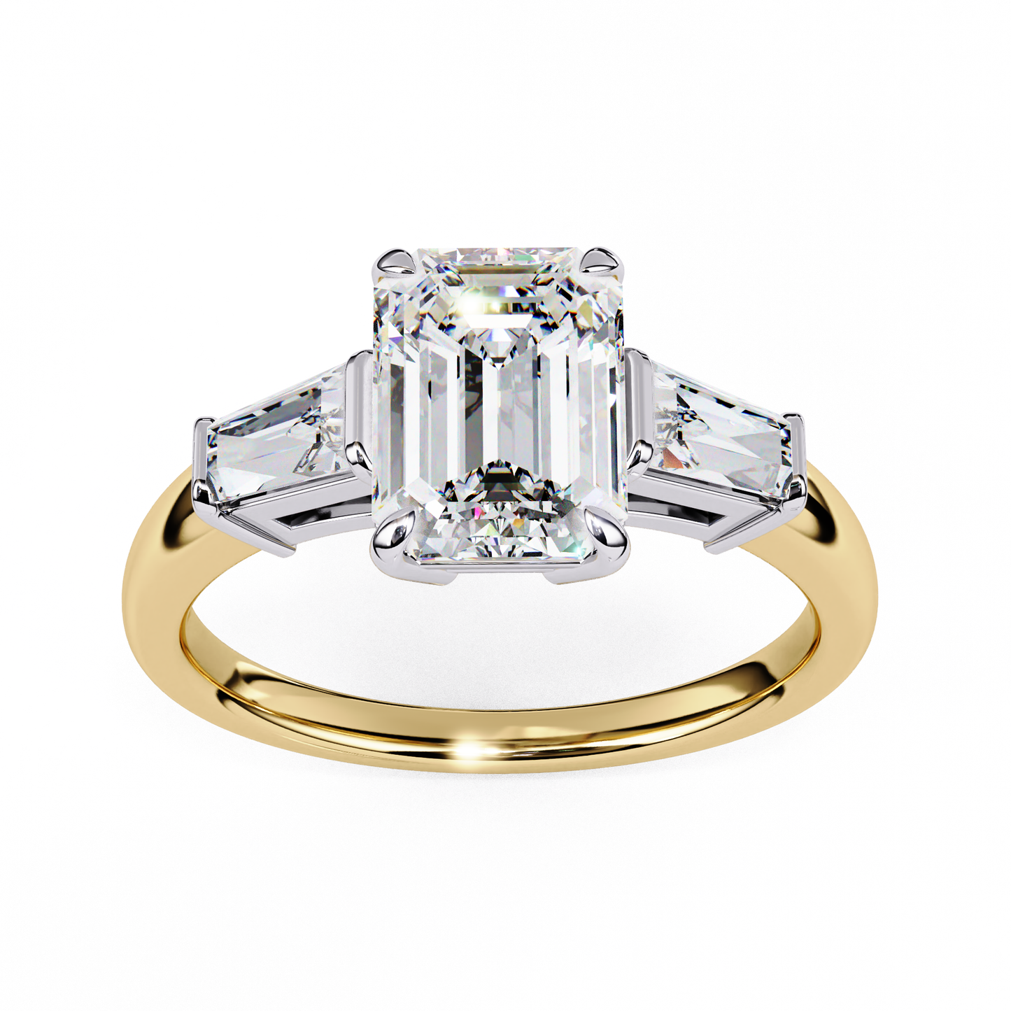 Everbright Emerald Cut Three Stone Solitaire Ring