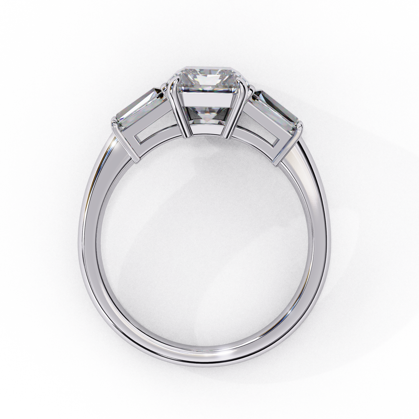 Everbright Emerald Cut Three Stone Solitaire Ring