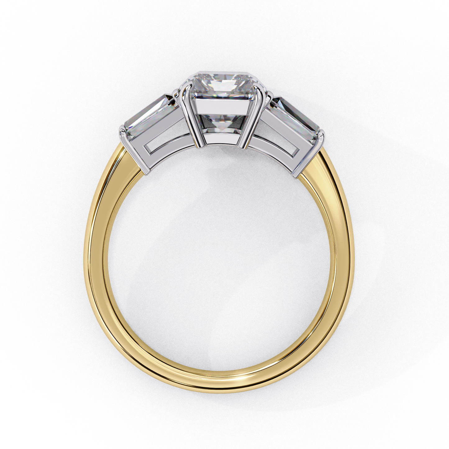 Everbright Emerald Cut Three Stone Solitaire Ring
