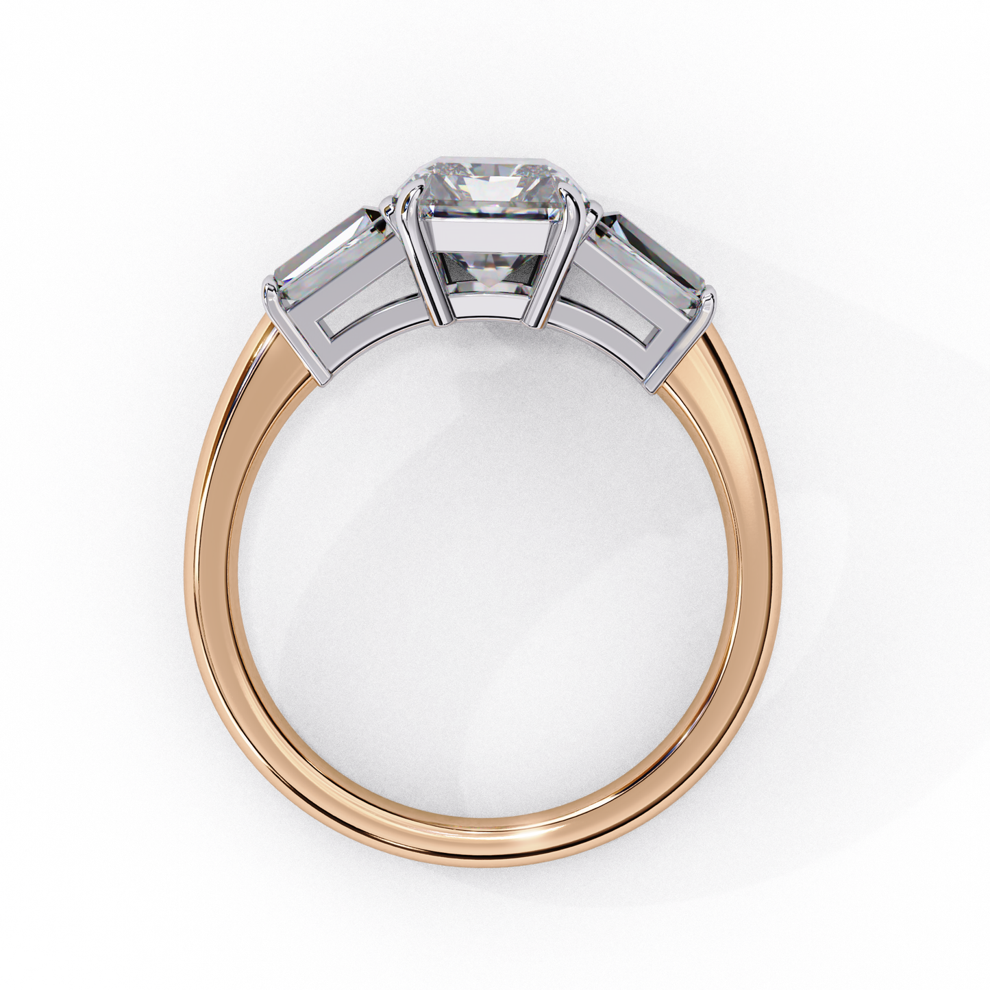 Everbright Emerald Cut Three Stone Solitaire Ring