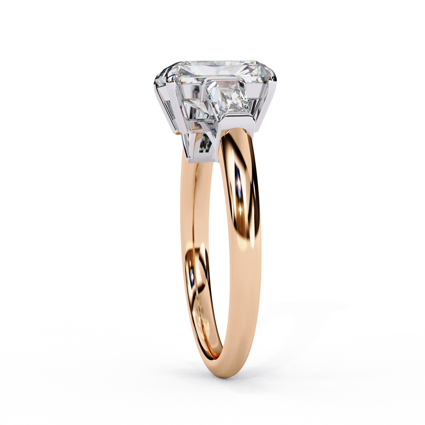 Everbright Emerald Cut Three Stone Solitaire Ring