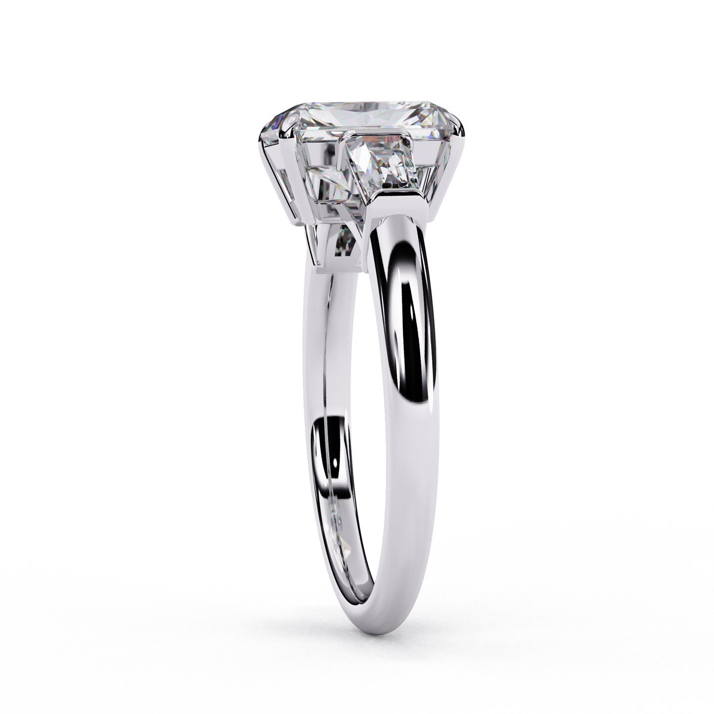 Everbright Emerald Cut Three Stone Solitaire Ring