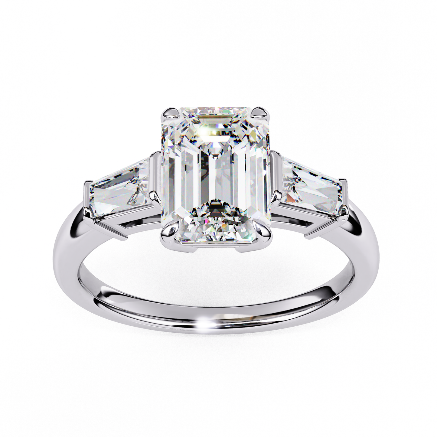 Everbright Emerald Cut Three Stone Solitaire Ring