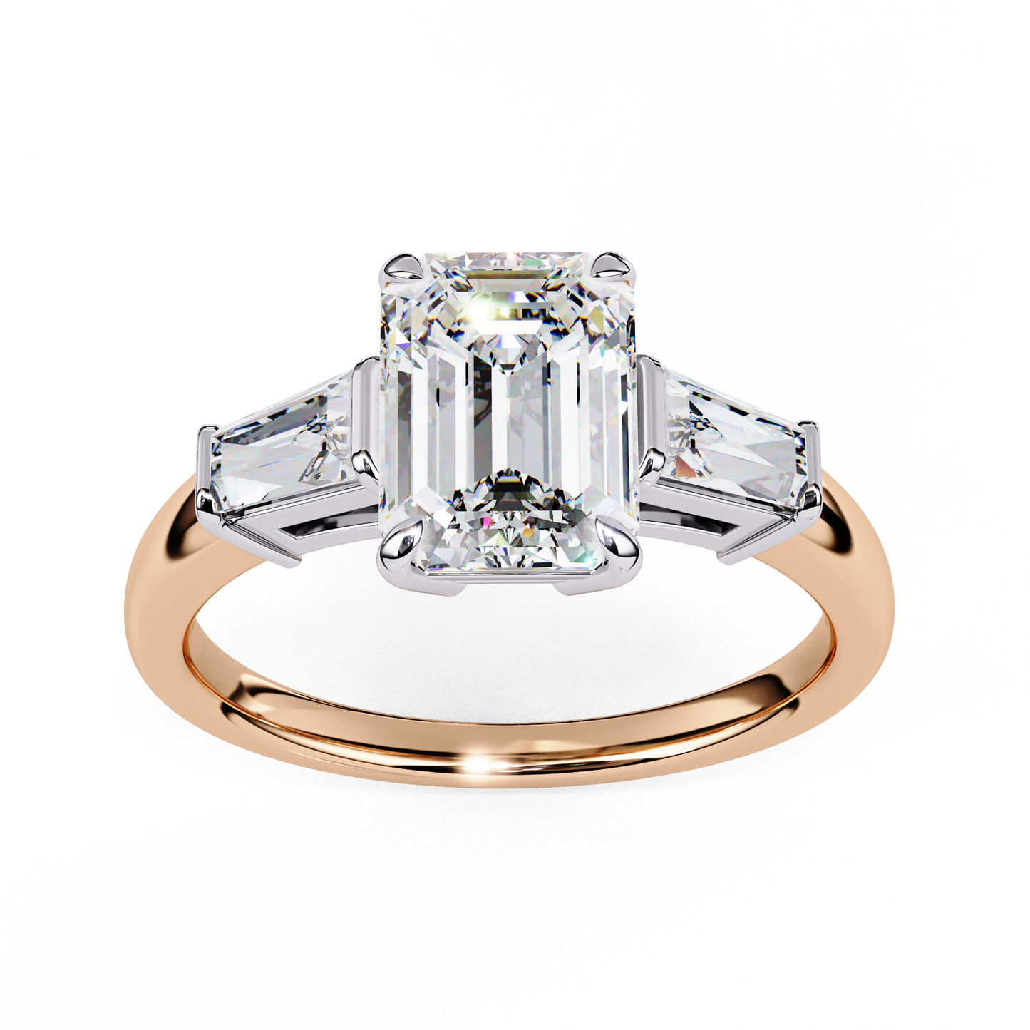 Everbright Emerald Cut Three Stone Solitaire Ring