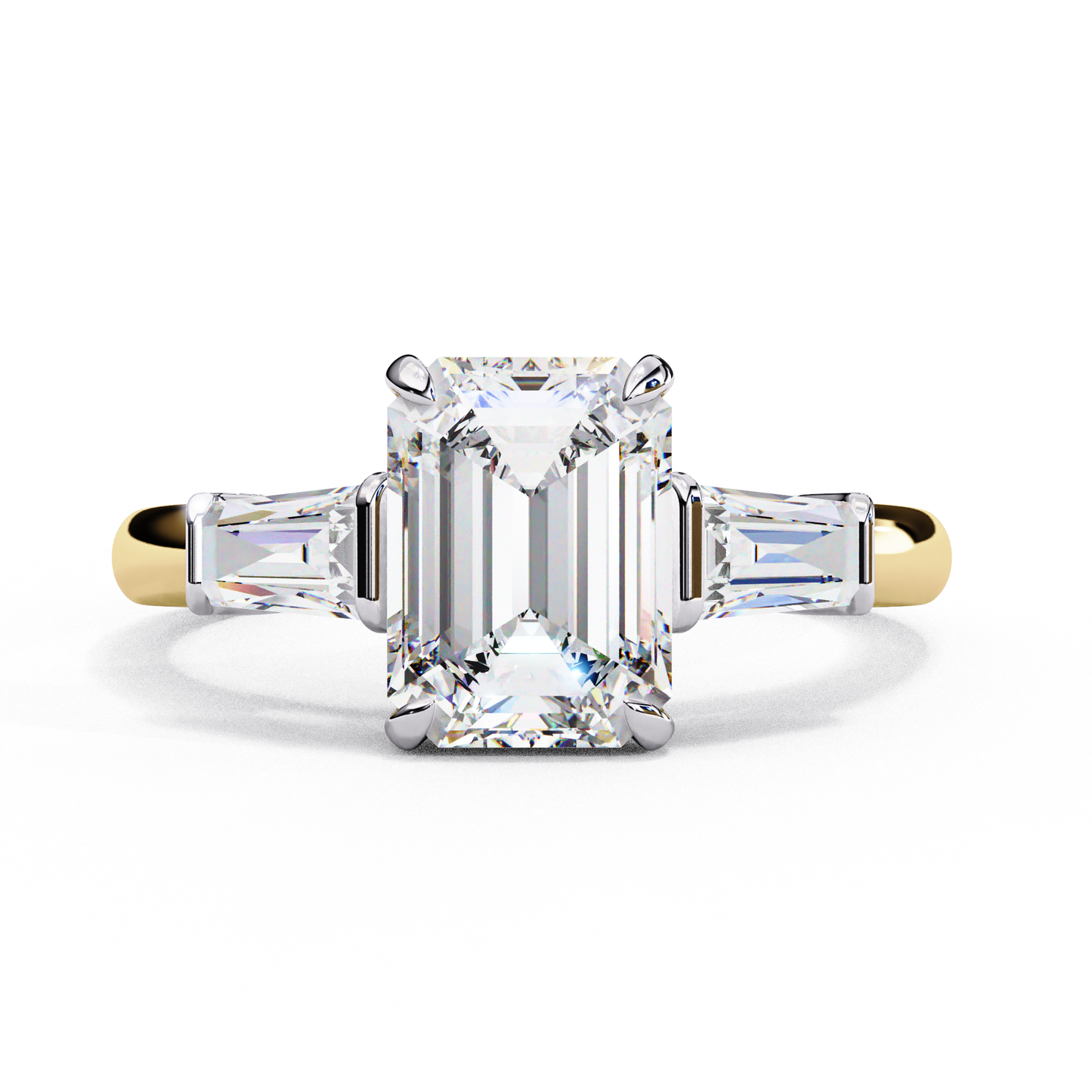 Everbright Emerald Cut Three Stone Solitaire Ring