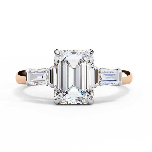 Everbright Emerald Cut Three Stone Solitaire Ring