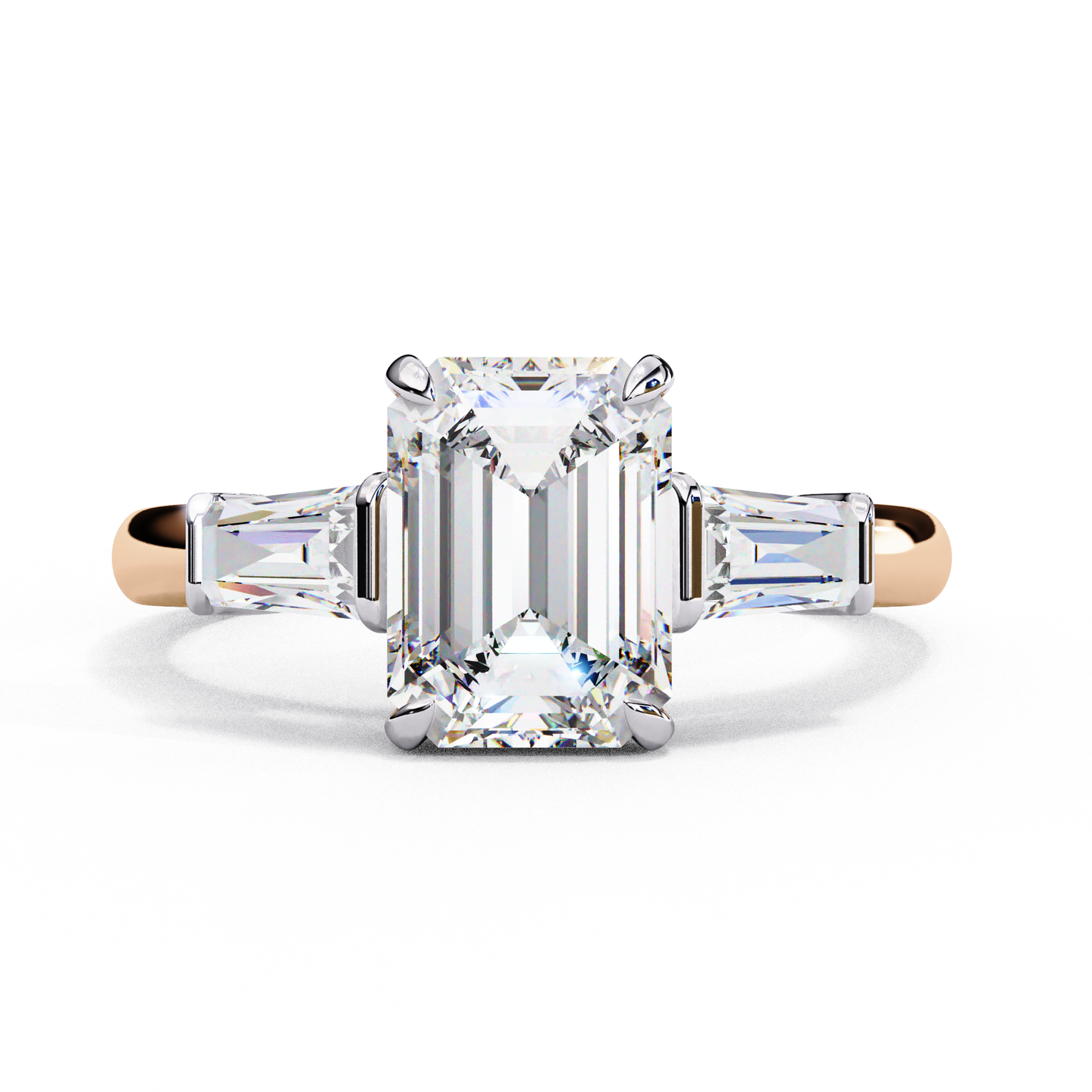 Everbright Emerald Cut Three Stone Solitaire Ring