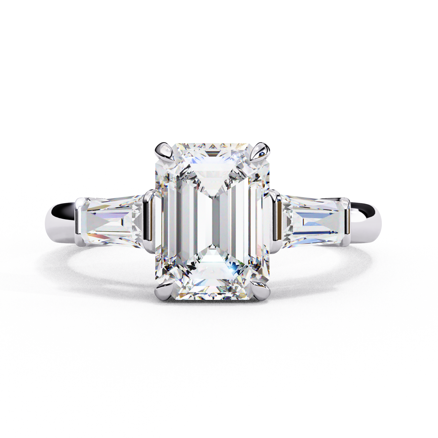 Everbright Emerald Cut Three Stone Solitaire Ring