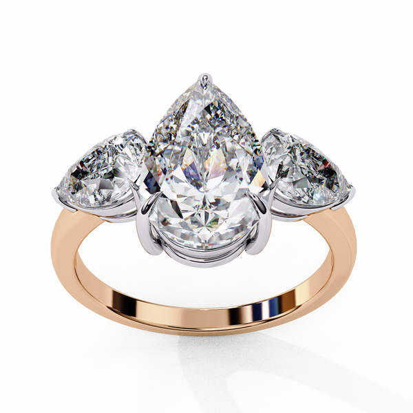 Three Droplets Pear Shape Solitaire Ring