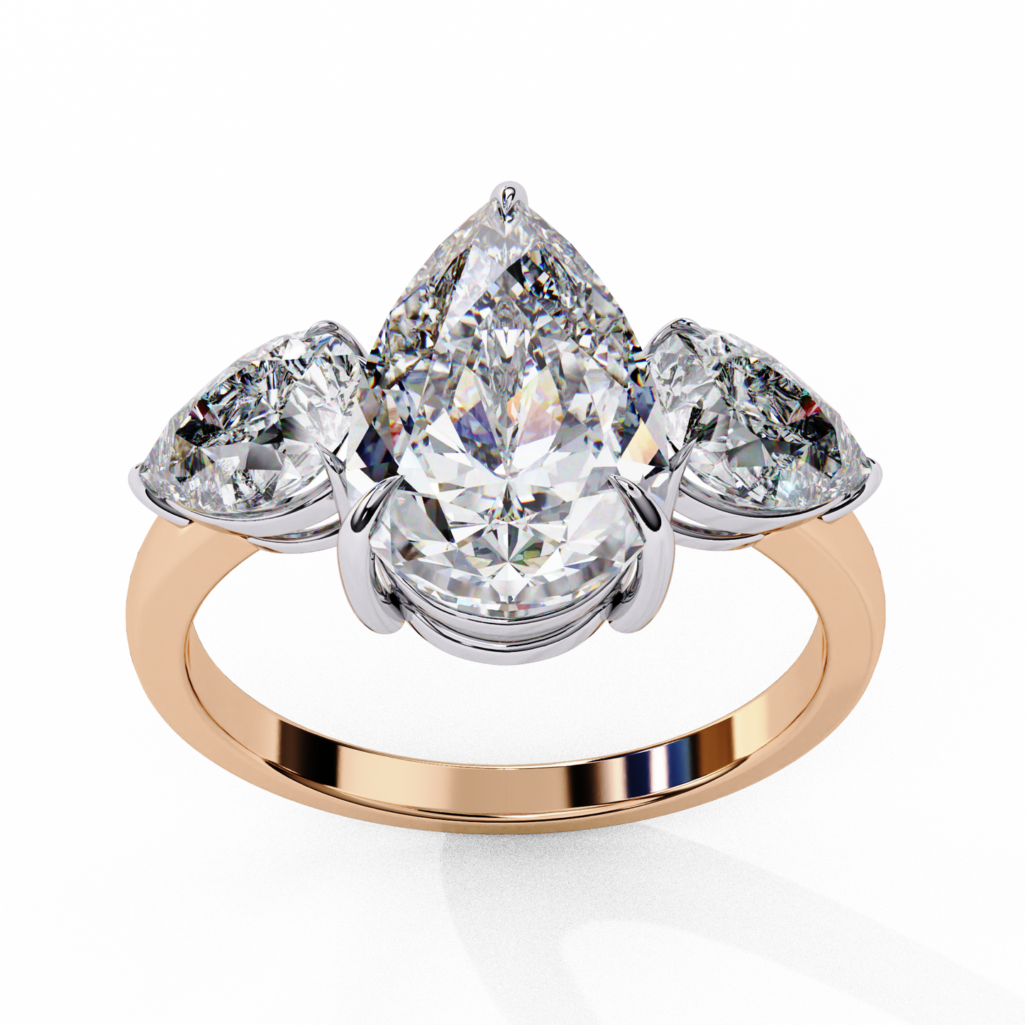 Three Droplets Pear Shape Solitaire Ring