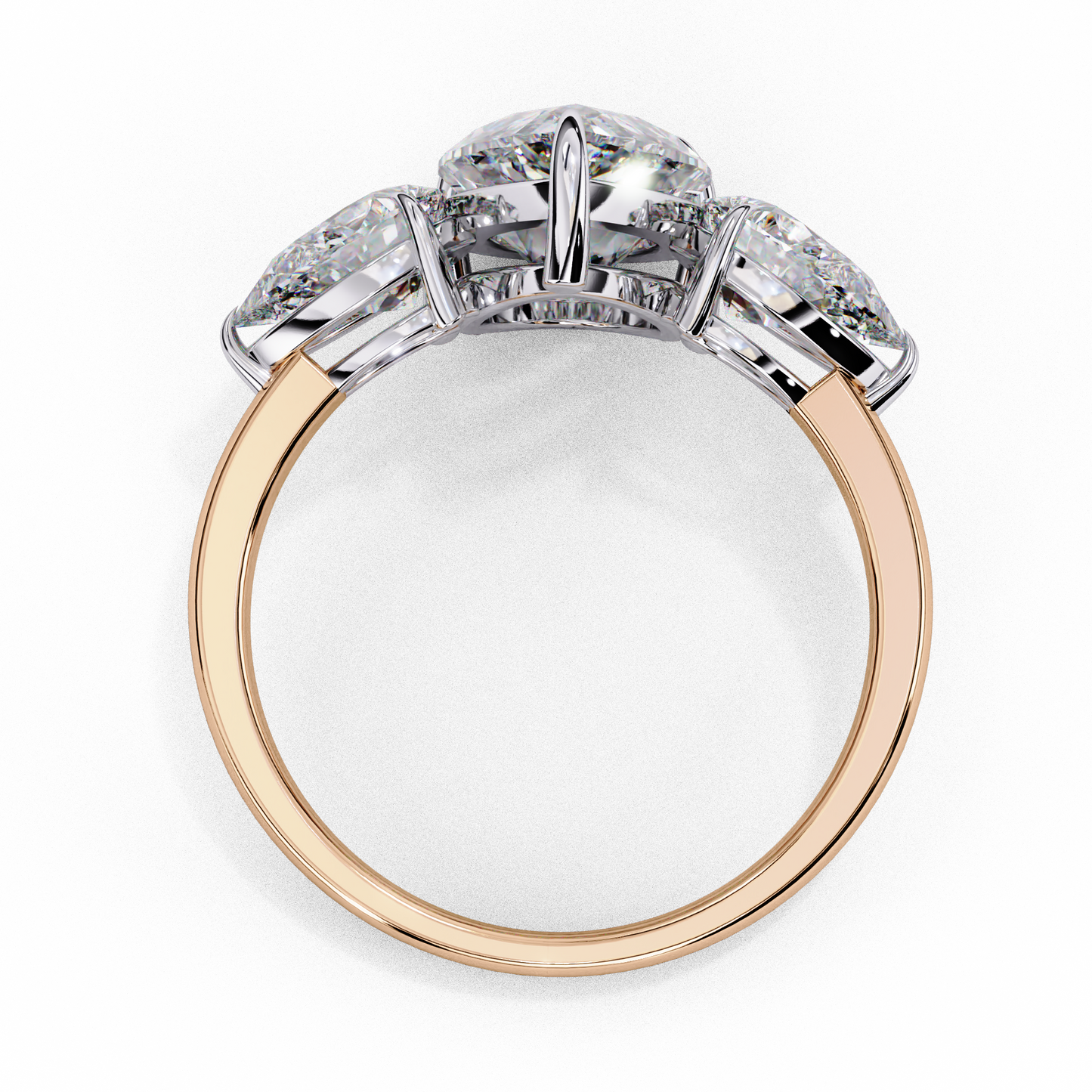 Three Droplets Pear Shape Solitaire Ring