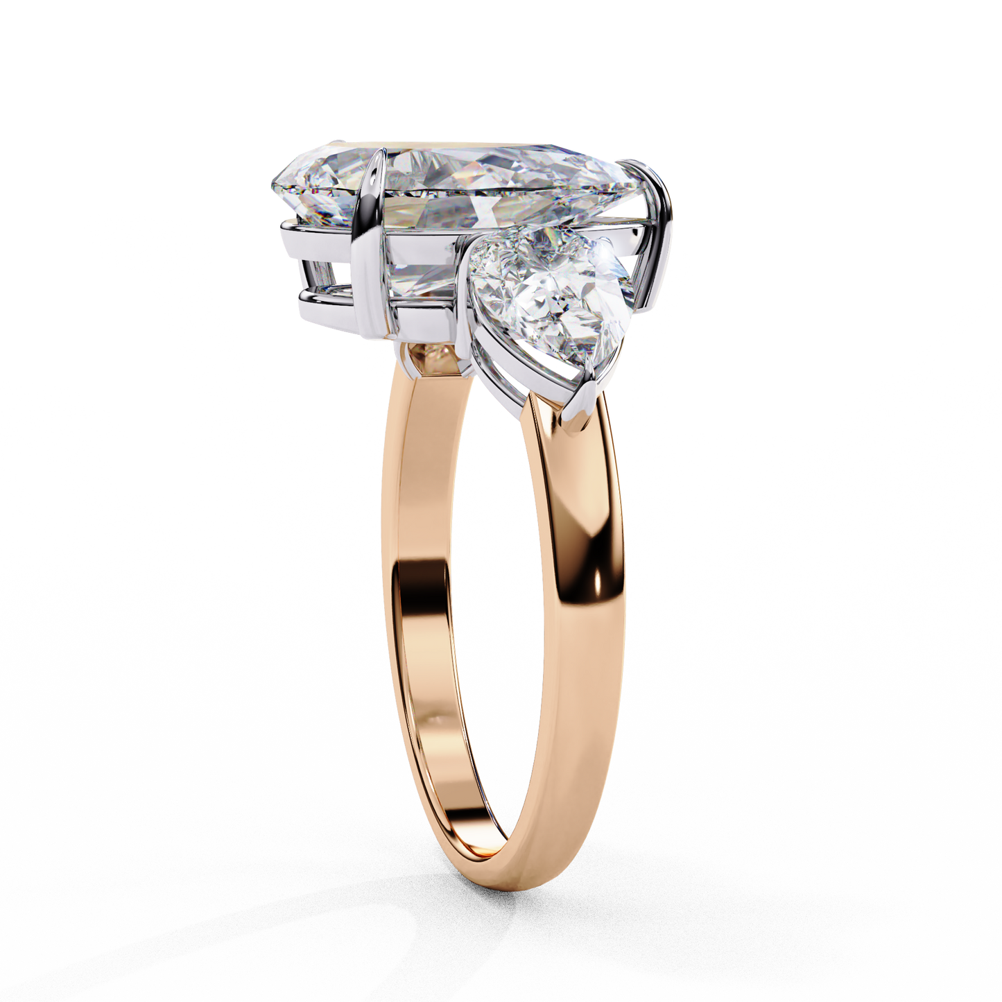 Three Droplets Pear Shape Solitaire Ring