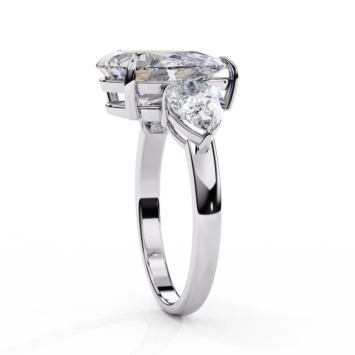 Three Droplets Pear Shape Solitaire Ring
