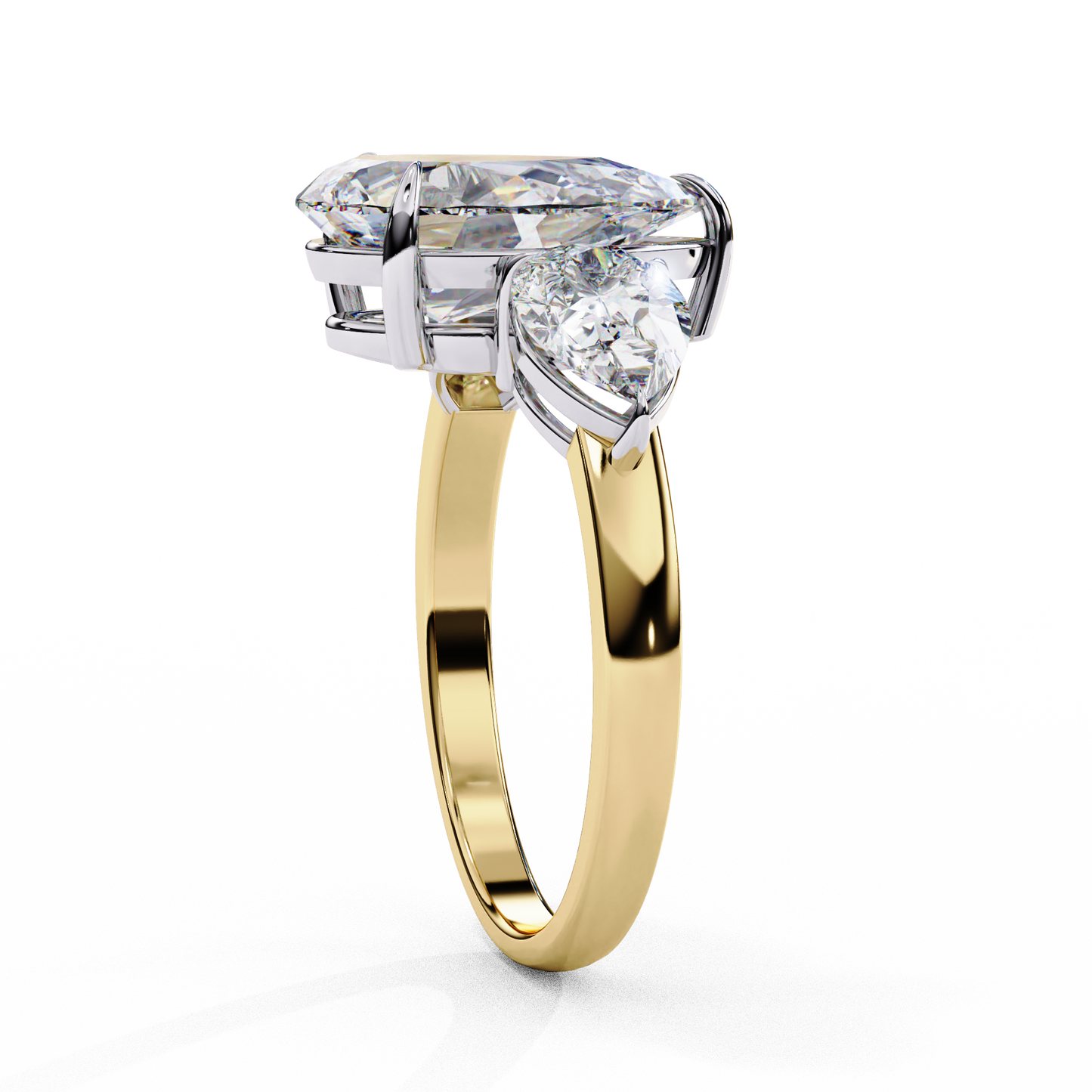 Three Droplets Pear Shape Solitaire Ring