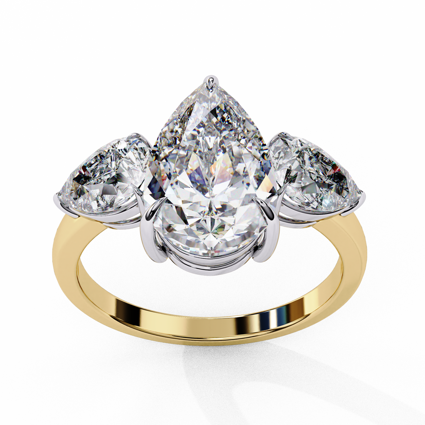 Three Droplets Pear Shape Solitaire Ring
