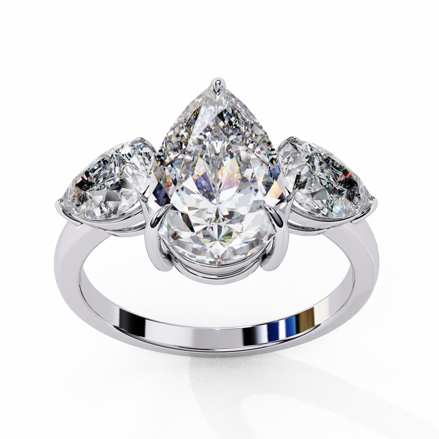Three Droplets Pear Shape Solitaire Ring
