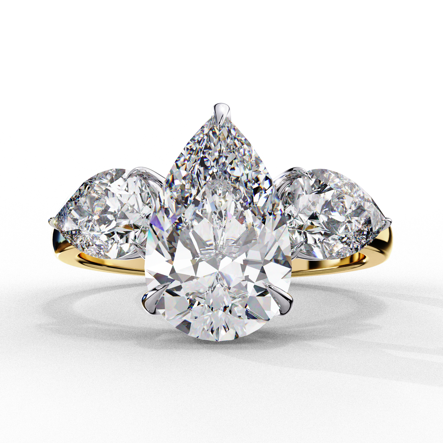 Three Droplets Pear Shape Solitaire Ring