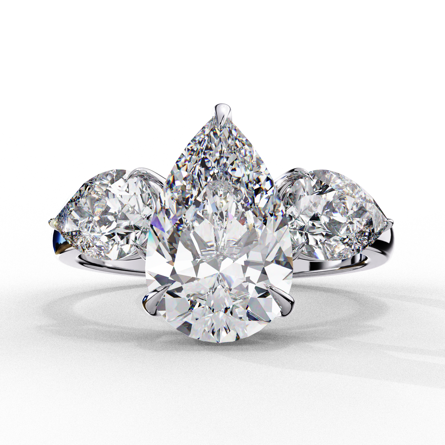 Three Droplets Pear Shape Solitaire Ring