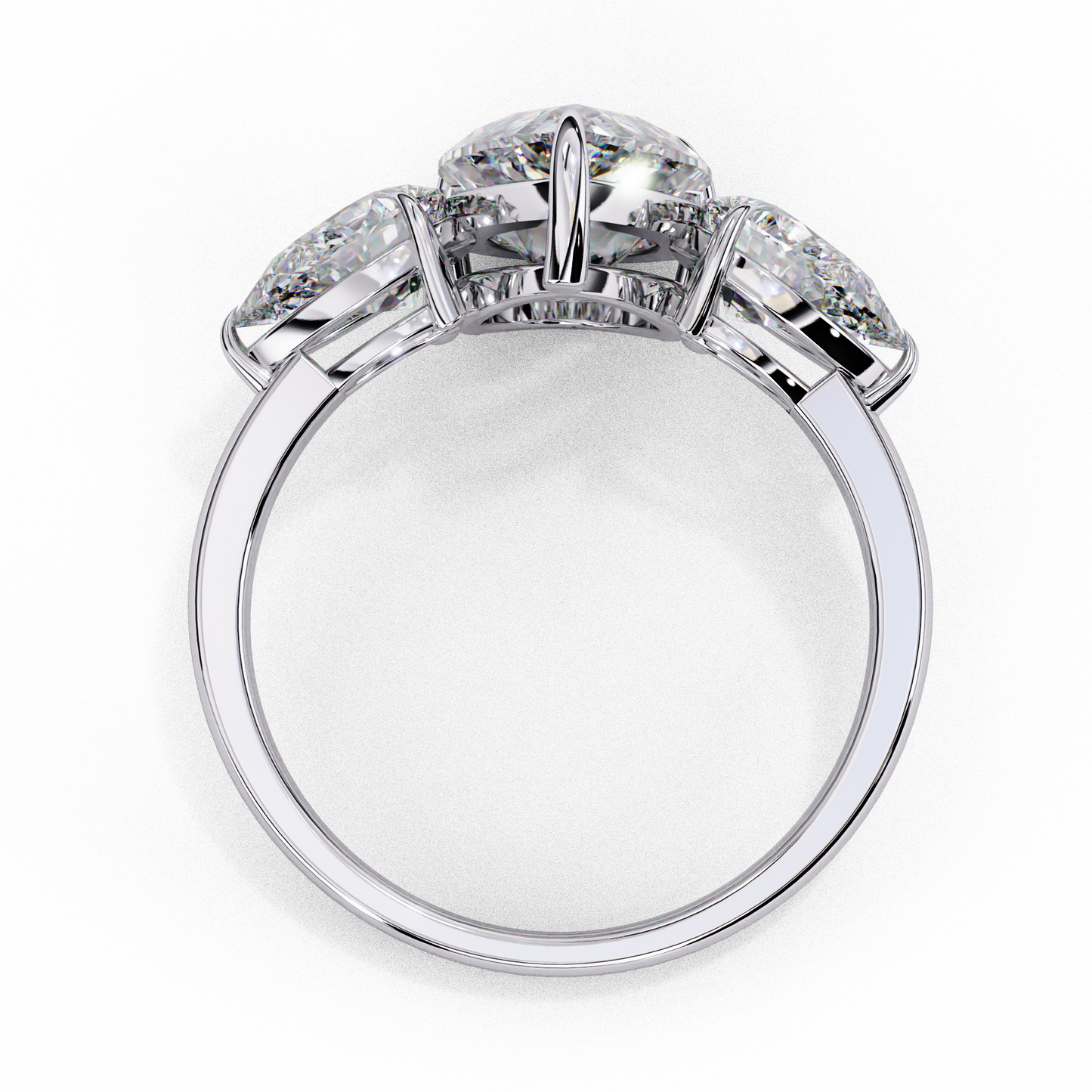 Three Droplets Pear Shape Solitaire Ring