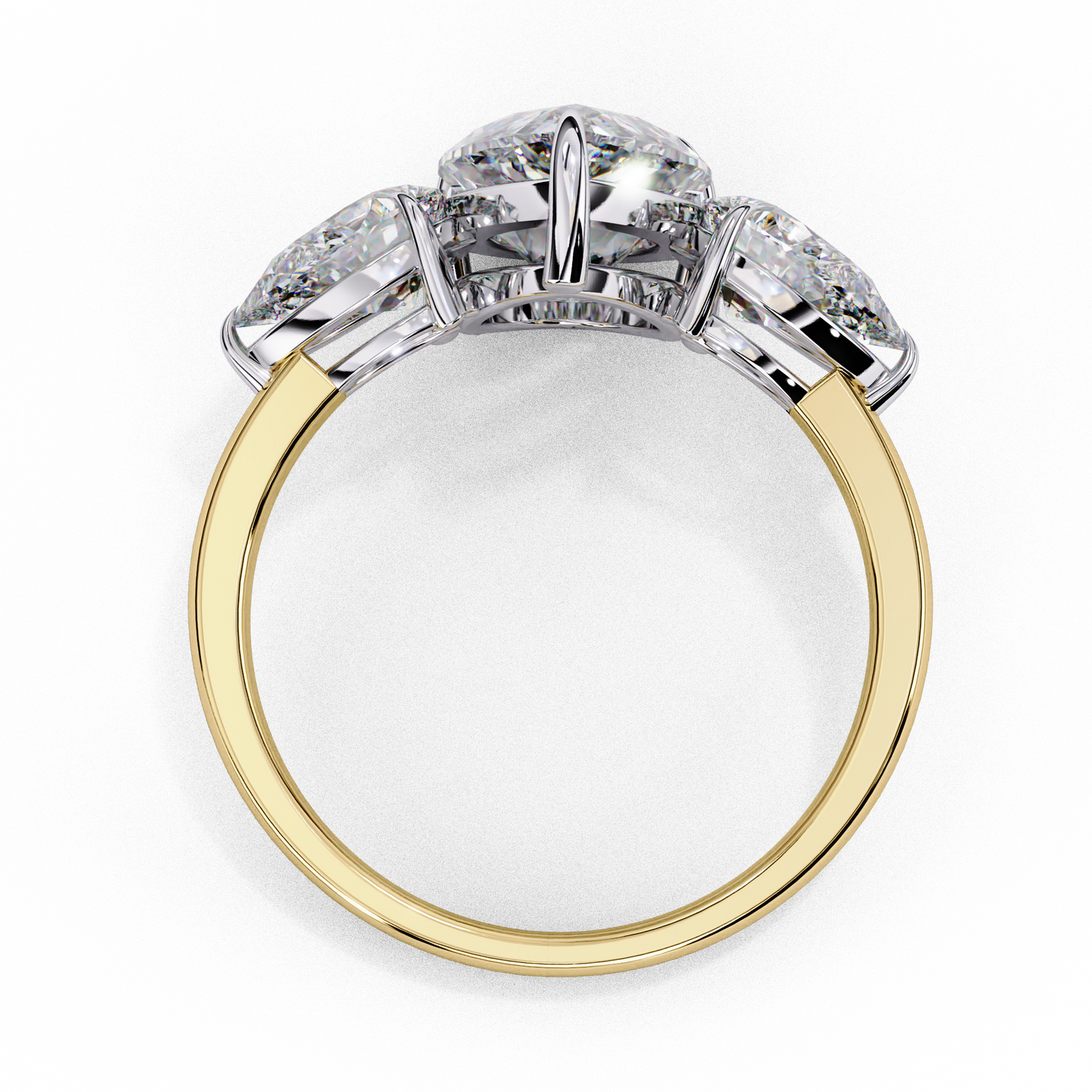 Three Droplets Pear Shape Solitaire Ring