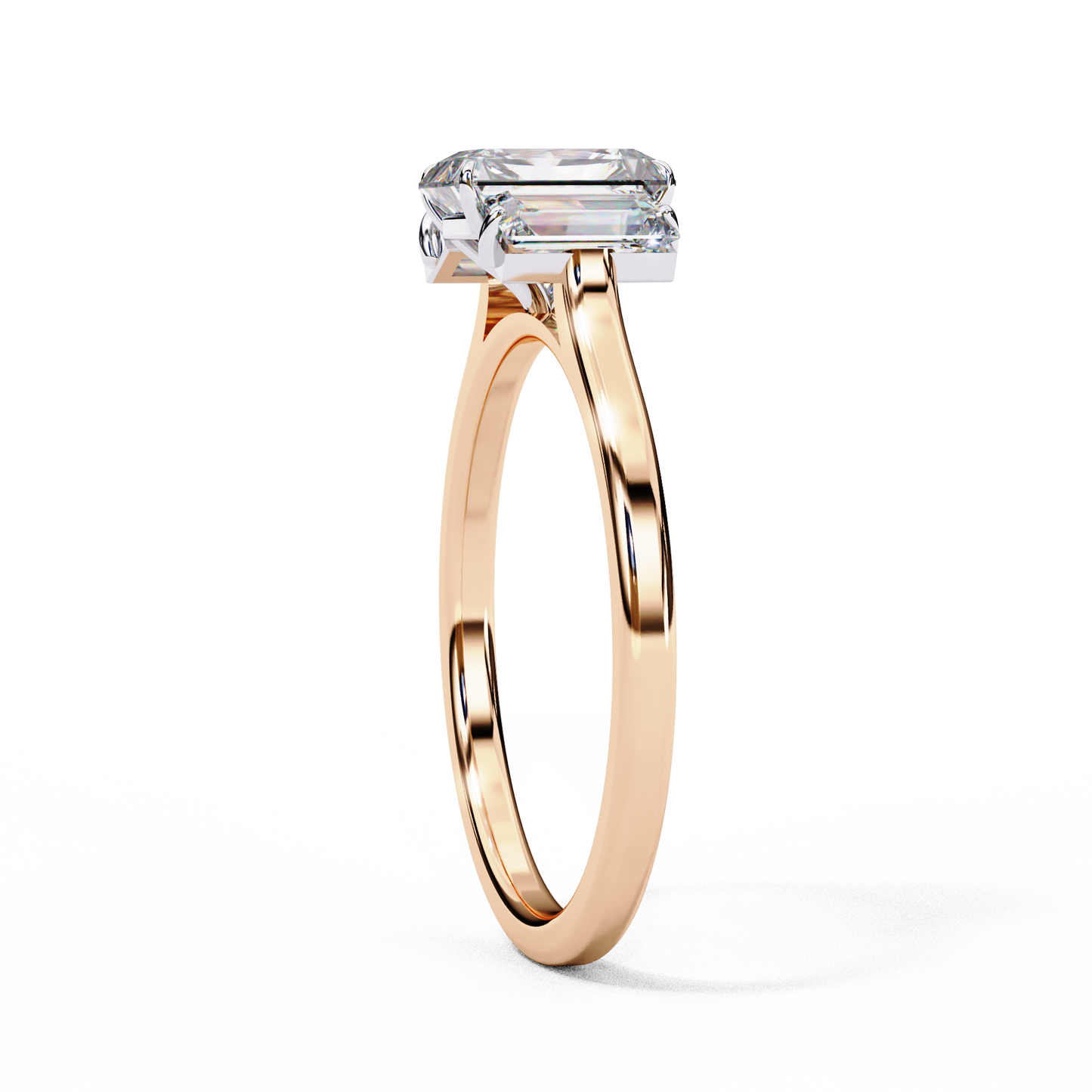 Radiant Cut Three-Stone Solitaire Ring