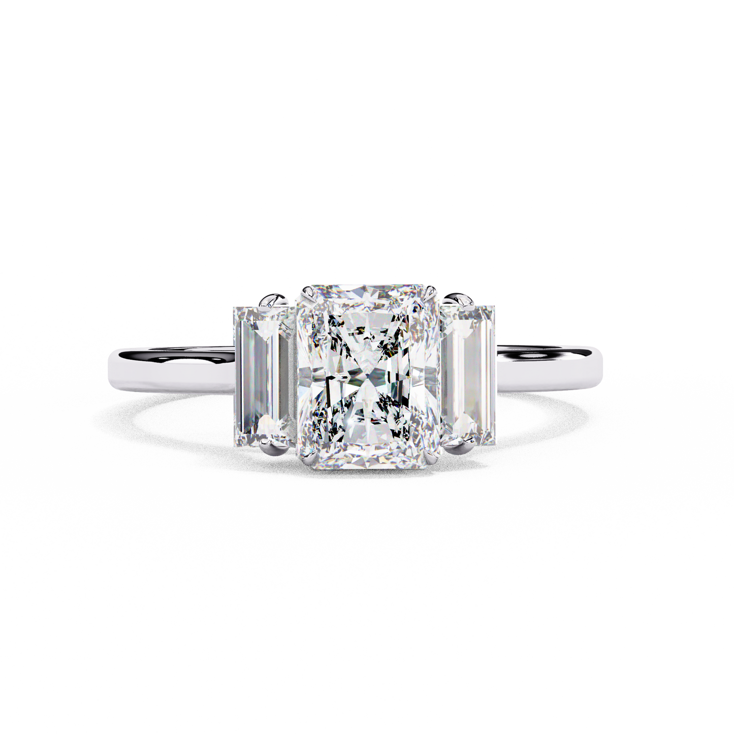 Radiant Cut Three-Stone Solitaire Ring