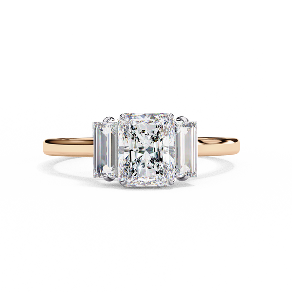 Radiant Cut Three-Stone Solitaire Ring
