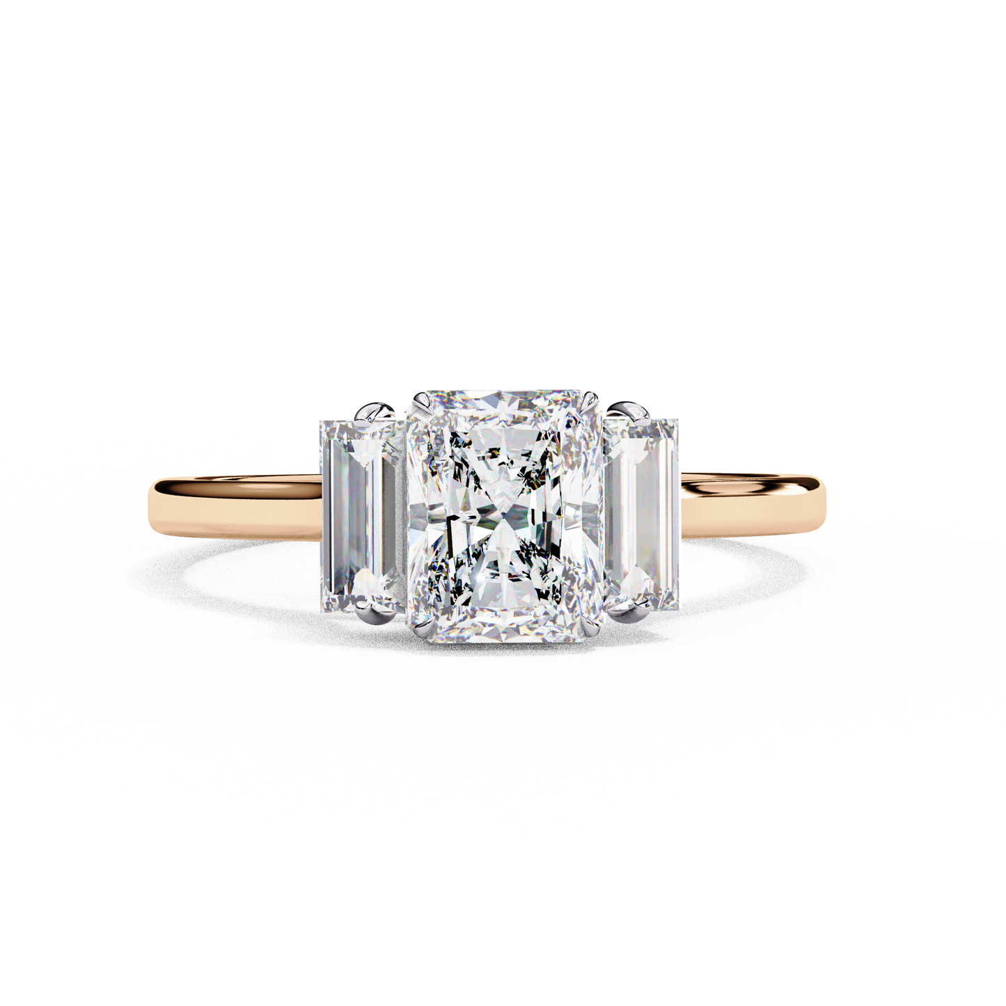 Radiant Cut Three-Stone Solitaire Ring