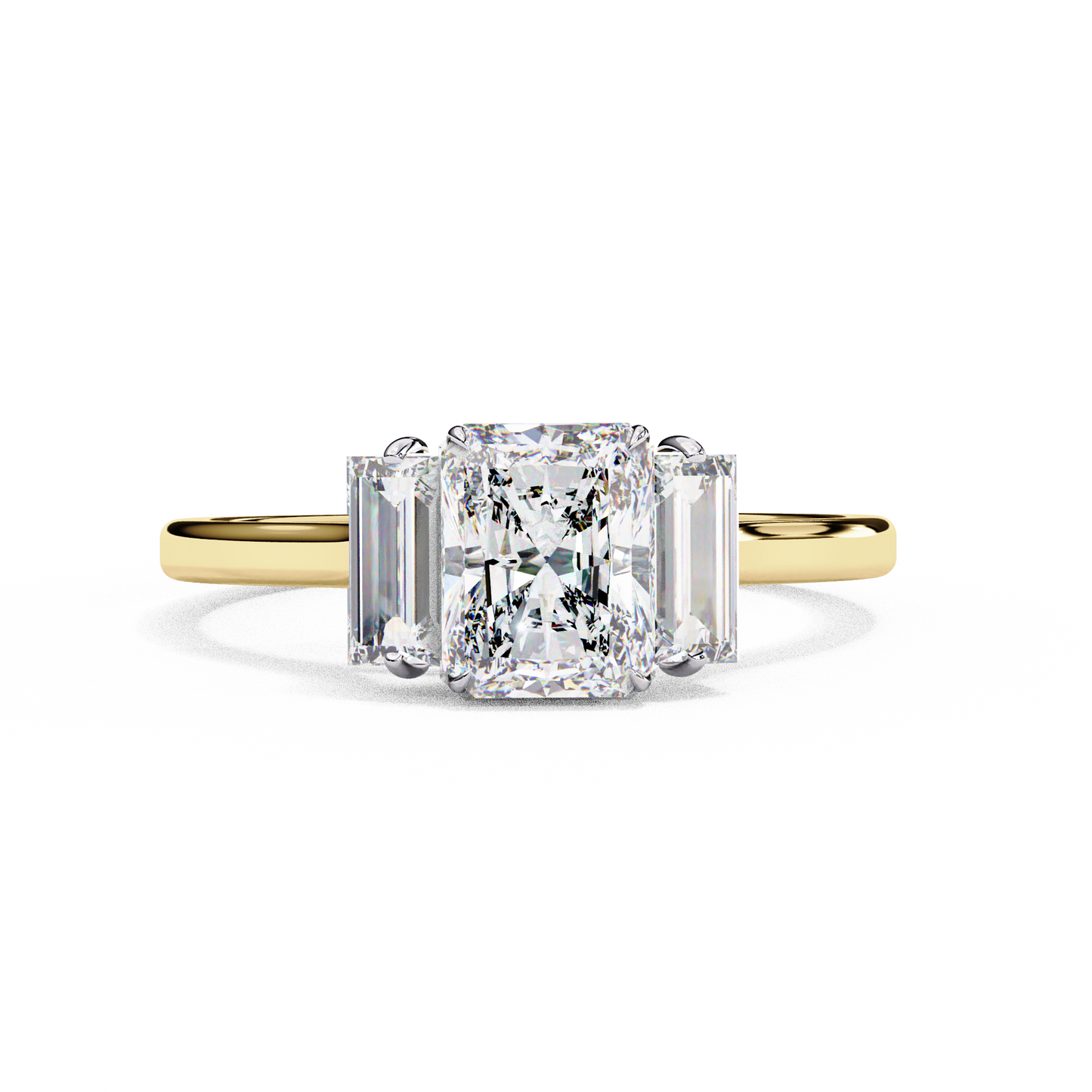 Radiant Cut Three-Stone Solitaire Ring