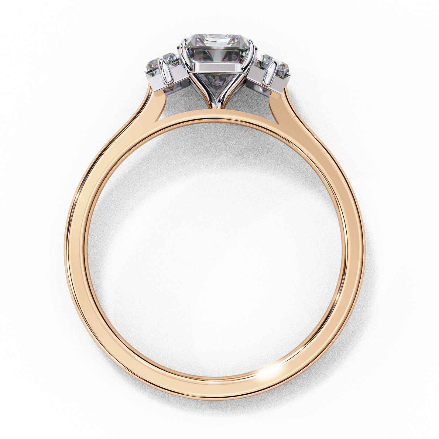 Radiant Cut Three-Stone Solitaire Ring