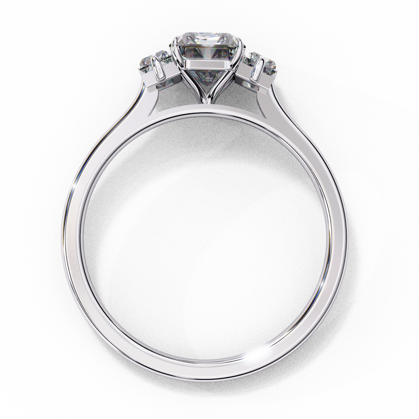 Radiant Cut Three-Stone Solitaire Ring