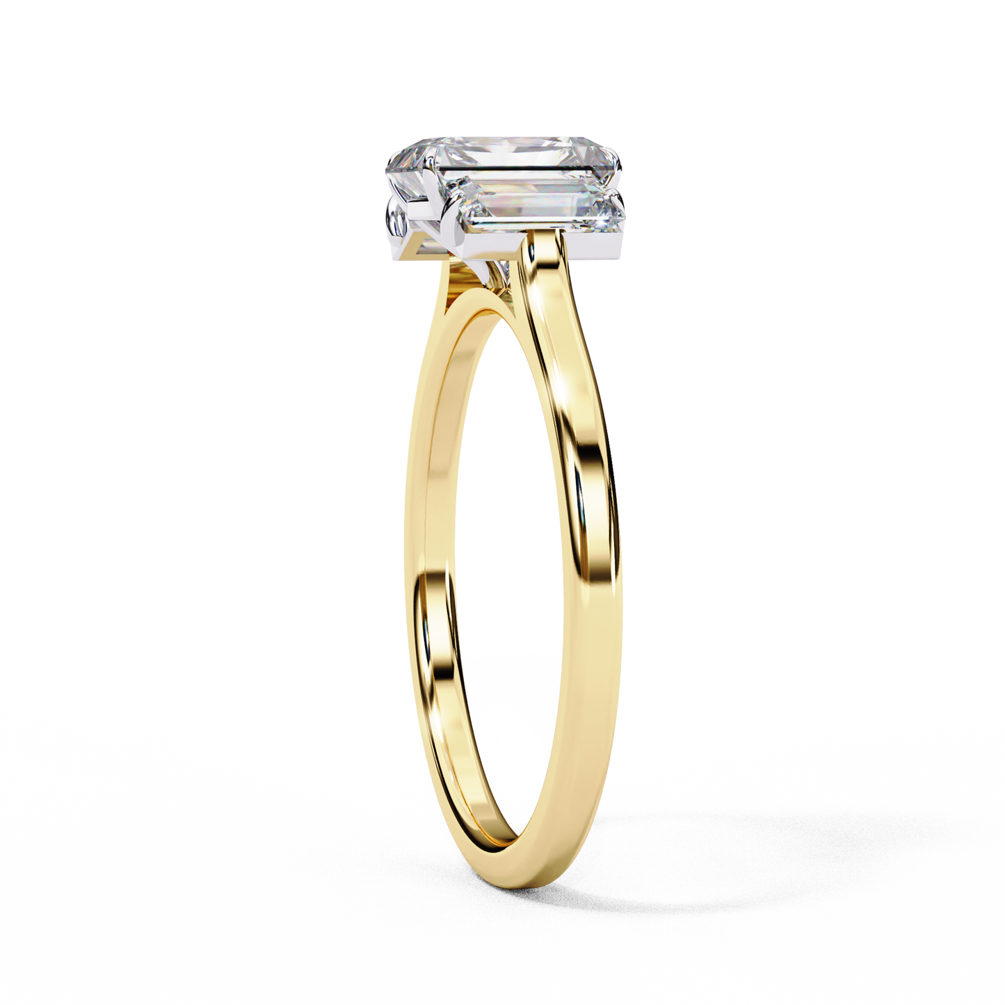 Radiant Cut Three-Stone Solitaire Ring