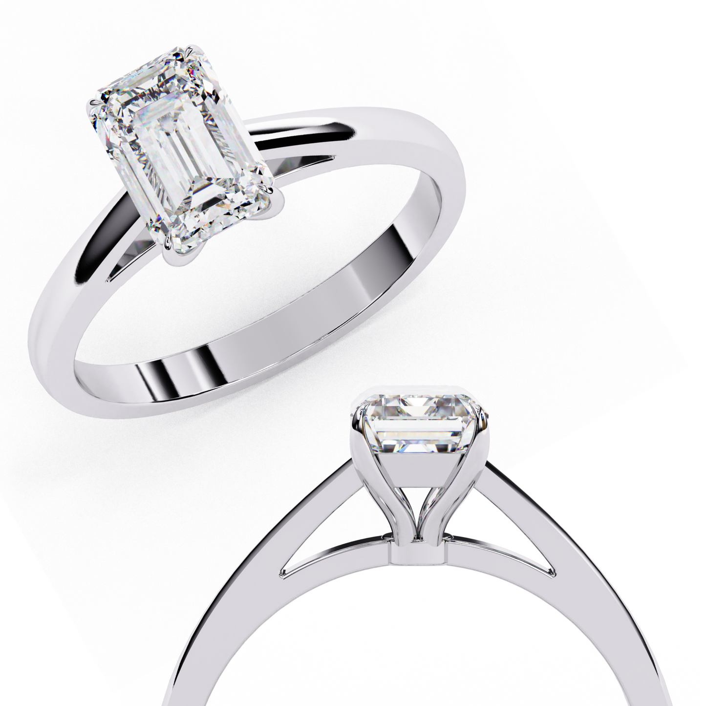 White Emerald 1.2 Ct Solitaire Ring