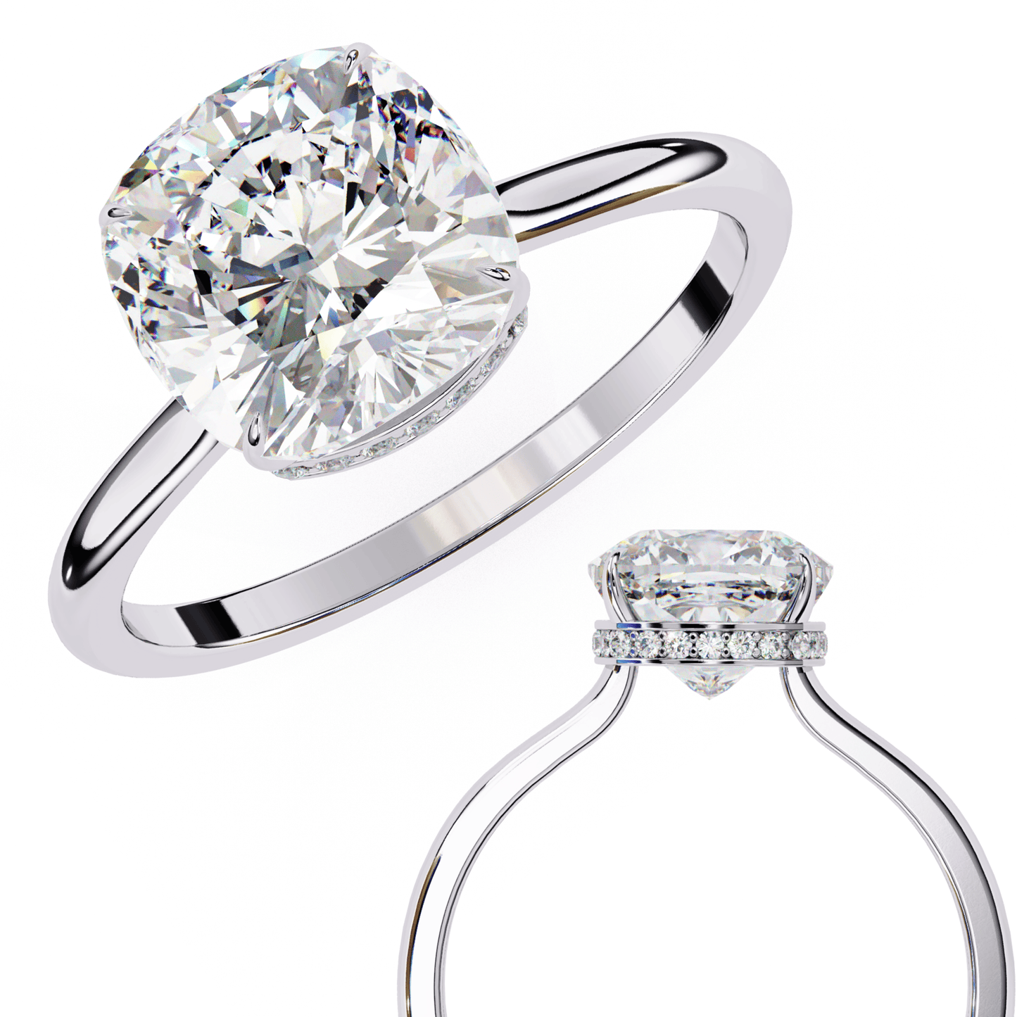 Graceful Cushion Cut 2.65 Carat Solitaire Ring
